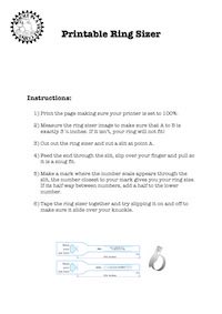 Printable ring sizer